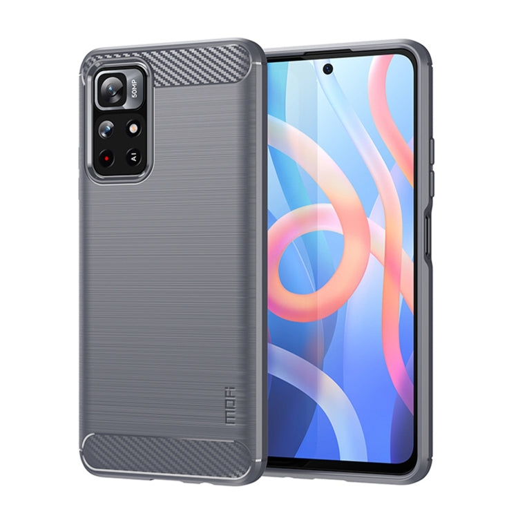 Custodia morbida per telefono in TPU in fibra di carbonio spazzolata serie MOFI Gentleness, For Xiaomi Redmi Note11 / Poco M4 Pro 5G, For Xiaomi Redmi Note11 Pro / Note 11 Pro+, For Xiaomi Redmi 10 / 10 Prime, For Xiaomi Mi 11T / 11T Pro