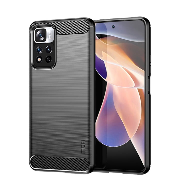 Custodia morbida per telefono in TPU in fibra di carbonio spazzolata serie MOFI Gentleness, For Xiaomi Redmi Note11 / Poco M4 Pro 5G, For Xiaomi Redmi Note11 Pro / Note 11 Pro+, For Xiaomi Redmi 10 / 10 Prime, For Xiaomi Mi 11T / 11T Pro