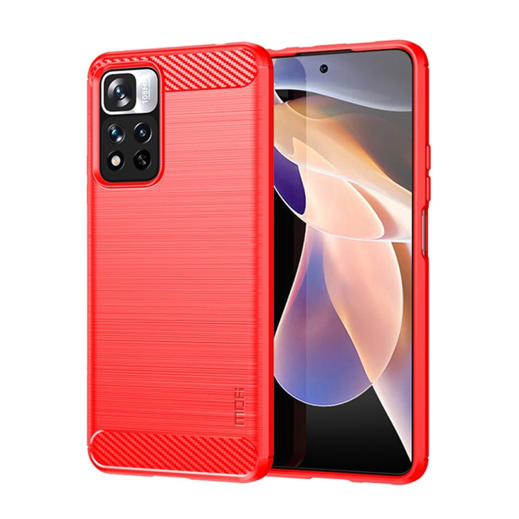 Custodia morbida per telefono in TPU in fibra di carbonio spazzolata serie MOFI Gentleness, For Xiaomi Redmi Note11 / Poco M4 Pro 5G, For Xiaomi Redmi Note11 Pro / Note 11 Pro+, For Xiaomi Redmi 10 / 10 Prime, For Xiaomi Mi 11T / 11T Pro