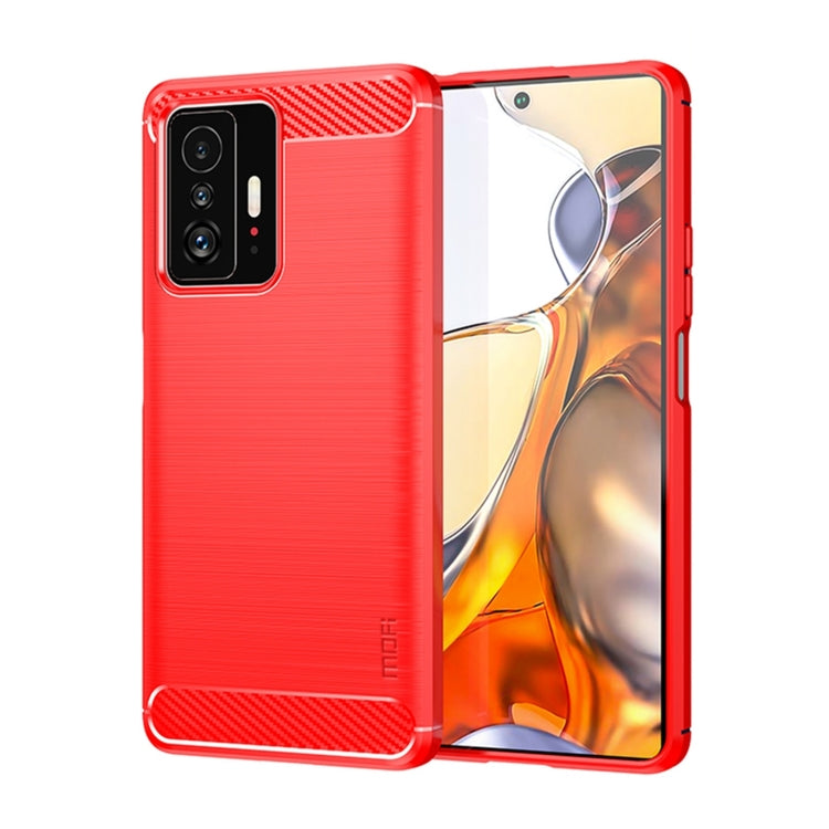 Custodia morbida per telefono in TPU in fibra di carbonio spazzolata serie MOFI Gentleness, For Xiaomi Redmi Note11 / Poco M4 Pro 5G, For Xiaomi Redmi Note11 Pro / Note 11 Pro+, For Xiaomi Redmi 10 / 10 Prime, For Xiaomi Mi 11T / 11T Pro