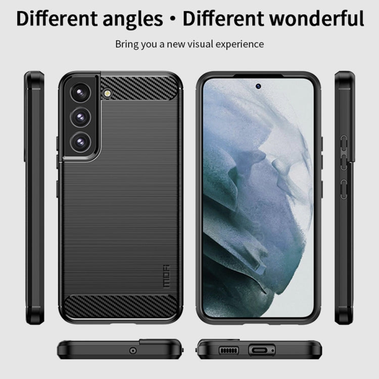 Custodia morbida in TPU in fibra di carbonio con trama spazzolata serie MOFI Gentleness, For Samsung Galaxy S22 5G, For Samsung Galaxy S22+ 5G, For Samsung Galaxy S22 Ultra 5G, For Samsung Galaxy A13 5G, For Samsung Galaxy M52 5G