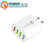 QC-04 QC3.0 + 3 x USB 2.0 Caricabatterie multiporta per tablet cellulare, spina USA, US Plug