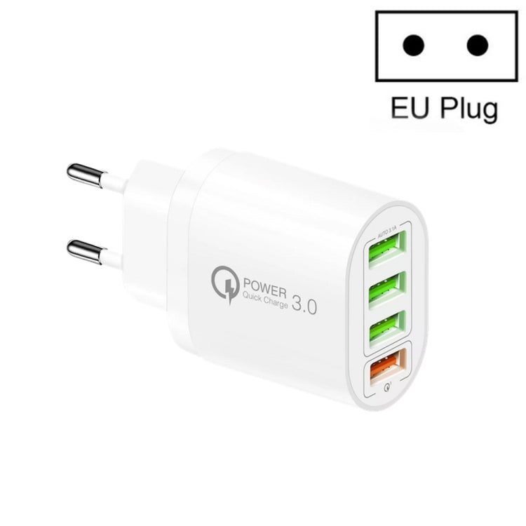 QC-04 QC3.0 + 3 x USB 2.0 Caricabatterie multiporta per tablet cellulare, spina europea, EU Plug