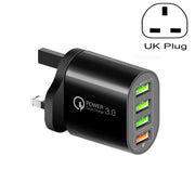 QC-04 QC3.0 + 3 x USB 2.0 Caricabatterie multiporta per tablet cellulare, spina UK, UK Plug