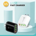 Caricabatterie QC3.0 multiporta USB 30W con cavo dati 8 pin