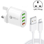 Caricabatterie QC3.0 30W con 3 porte USB e cavo dati