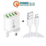 Caricabatterie QC3.0 + 3 USB 30W con cavo