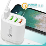 Caricabatterie QC3.0 30W con 3 porte USB e cavo dati