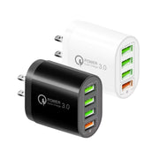 QC-04 QC3.0 + 3 caricabatterie multiporta USB 2.0 con cavo dati da USB a micro USB da 3 A, presa americana, US Plug + Micro USB Cable
