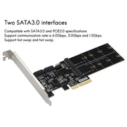 Scheda adattatore SATA3.0 PCIE3.0 a 2 porte M.2 (B-KEY).
