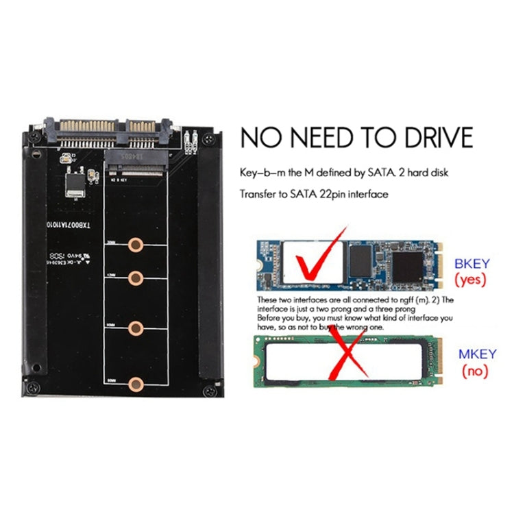 Scheda di espansione da M.2 a SATA3.0 Adattatore a 22 pin Scheda di conversione interfaccia SSD da 2,5 pollici