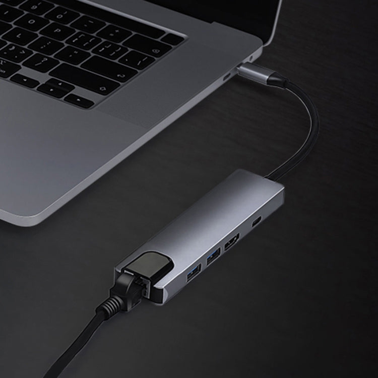 Adattatore USB-C 5 in 1 con HDMI, RJ45, USB 3.0 e PD