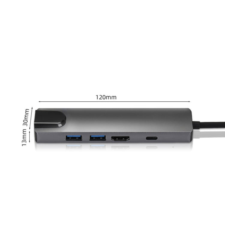 Adattatore USB-C 5 in 1 con HDMI, RJ45, USB 3.0 e PD
