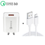 Caricabatterie rapido USB 3A CA-25 QC3.0 con cavo dati da USB a 8 pin, spina AU, AU Plug + 8 Pin Cable