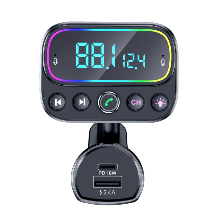 T67 Bluetooth 5.0 Lettore musicale MP3 per auto Trasmettitore modulatore FM Adattatore AUX wireless Vivavoce, T67