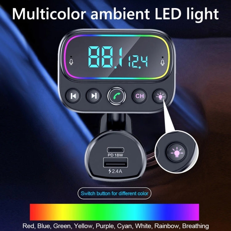 T67 Bluetooth 5.0 Lettore musicale MP3 per auto Trasmettitore modulatore FM Adattatore AUX wireless Vivavoce, T67