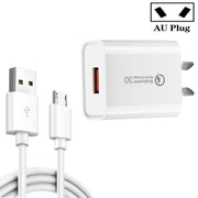 Caricabatterie rapido USB 3A CA-25 QC3.0 con cavo dati da USB a micro USB, spina AU, AU Plug + Micro USB Cable