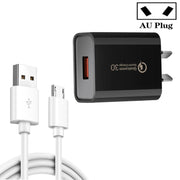 Caricabatterie rapido USB 3A CA-25 QC3.0 con cavo dati da USB a micro USB, spina AU, AU Plug + Micro USB Cable