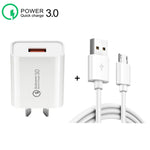 Caricabatterie rapido USB 3A QC3.0 con cavo micro USB