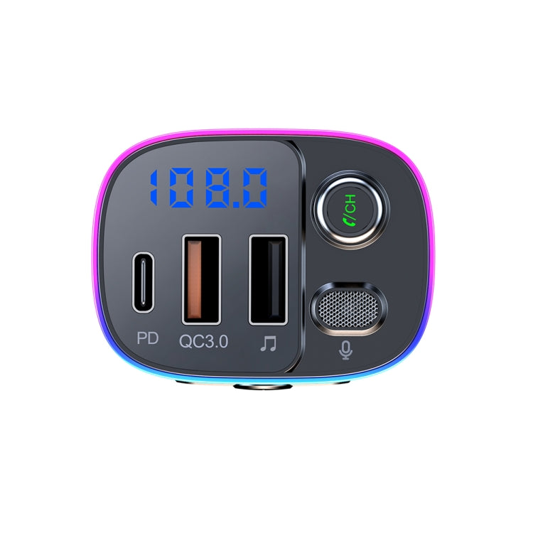Trasmettitore FM Bluetooth per auto T65 Caricatore doppio USB Type-C QC3.0, T65