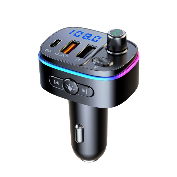 Trasmettitore FM Bluetooth per auto T65 Caricatore doppio USB Type-C QC3.0, T65