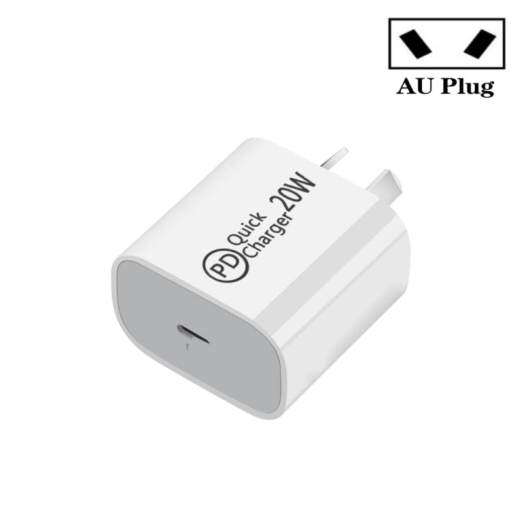 Caricabatterie da viaggio USB-C/Type-C AU-20W PD per telefono cellulare, presa AU, AU Plug