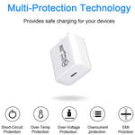 Caricabatterie da viaggio AU-20W PD USB-C / Type-C con cavo dati da USB-C a 8 pin, spina AU, AU Plug + 1m 8 Pin PD Cable, AU Plug + 2m 8 Pin PD Cable