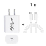 Caricabatterie da viaggio AU-20W PD USB-C/tipo-C con cavo dati da tipo C a tipo C, spina AU, AU Plug + 1m PD Cable, AU Plug + 2m PD Cable