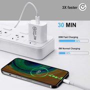 Caricabatterie da viaggio AU-20W PD USB-C/tipo-C con cavo dati da tipo C a tipo C, spina AU, AU Plug + 1m PD Cable, AU Plug + 2m PD Cable
