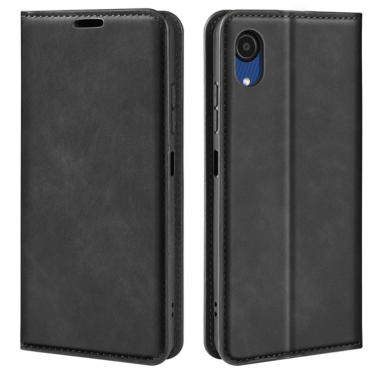 Custodia in pelle magnetica retro-pelle per Samsung Galaxy A03 Core, Black, Grey, Dark Blue, Pink, Red