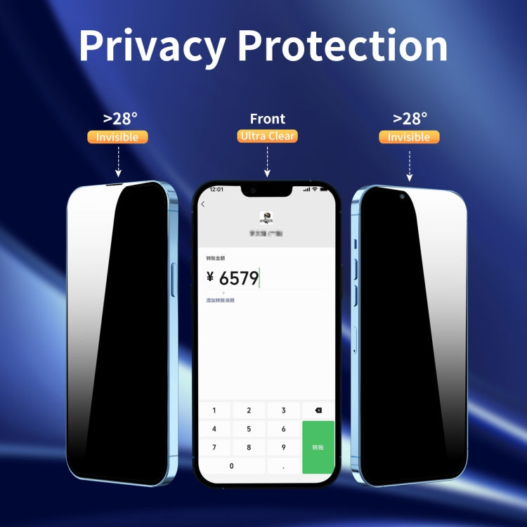 ENKAY Quick Stick Pellicola in vetro temperato anti-peeping, For iPhone 13 mini, For iPhone 13 / 13 Pro, For iPhone 13 Pro Max