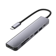 UC902 HUB multifunzione 7 in 1 HDMI+SD/TF+USB x 2+da tipo C+PD a USB-C/tipo C in lega di alluminio