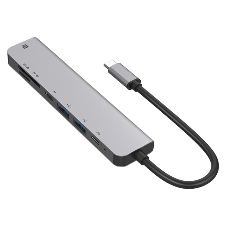 UC902 HUB multifunzione 7 in 1 HDMI+SD/TF+USB x 2+da tipo C+PD a USB-C/tipo C in lega di alluminio