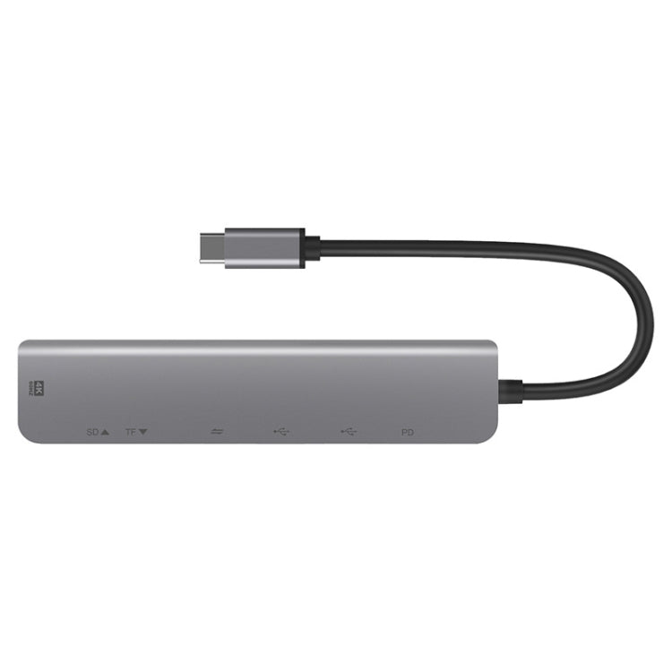 UC902 HUB multifunzione 7 in 1 HDMI+SD/TF+USB x 2+da tipo C+PD a USB-C/tipo C in lega di alluminio