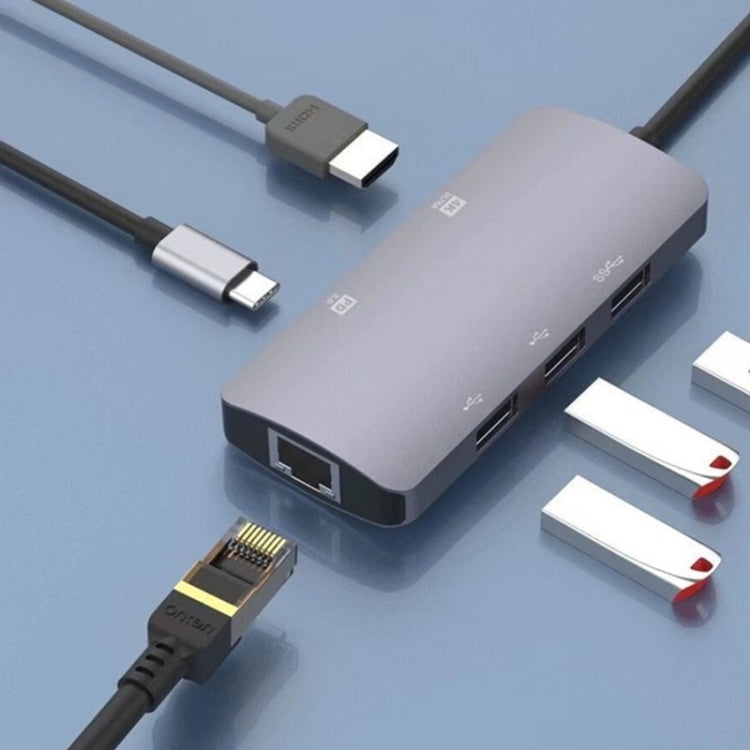 Adattatore hub USB-C 6 in 1 con HDMI 4K, RJ45, USB 3.0 e USB 2.0