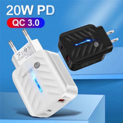 Caricabatterie USB PD03 20W PD3.0 + QC3.0 con cavo dati da USB a micro USB, spina USA, US Plug + USB to Micro USB Cable