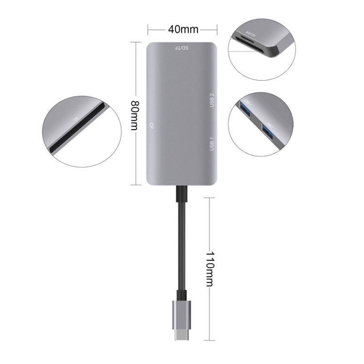 Adattatore HUB per lettura dati 5 in 1 con scheda SD/TF/CF, doppie porte USB 3.0, Dual USB3.0+SD / TF / CF Card