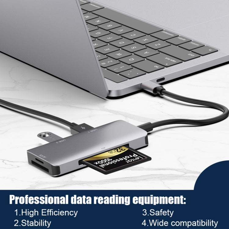 Adattatore HUB per lettura dati 5 in 1 con scheda SD/TF/CF, doppie porte USB 3.0, Dual USB3.0+SD / TF / CF Card