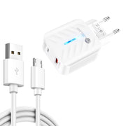 Caricabatterie USB PD03 20W PD3.0 + QC3.0 con cavo dati da USB a micro USB, spina europea, EU Plug + USB to Micro USB Cable