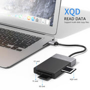 6 in 1 da USB 3.0 a USB 3.0 x 2+scheda CF+scheda TF+scheda SD+adattatore HUB scheda XQD