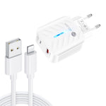 Caricabatterie USB PD03 20W PD3.0 + QC3.0 con cavo dati da USB a 8 pin, spina europea, EU Plug + USB to 8 Pin Cable