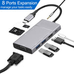Adattatore Hub 8 in 1 USB-C con HDMI 4K e VGA