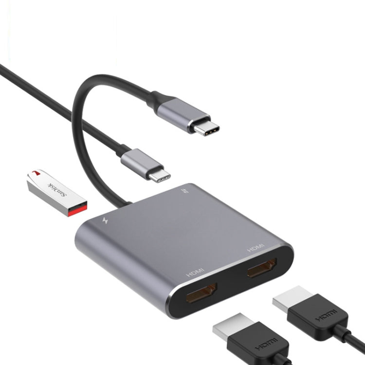Adattatore HUB 4 in 1 USB-C con doppio HDMI e USB 3.0