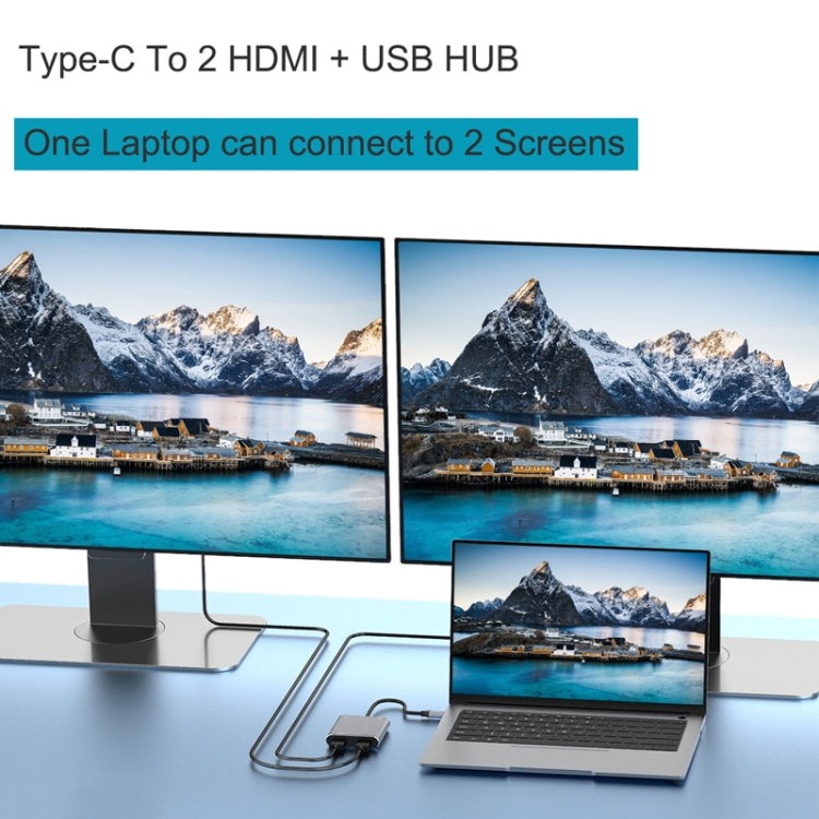 Adattatore HUB 4 in 1 USB-C con doppio HDMI e USB 3.0