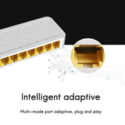 Mini switch RJ45 a 8 porte 100M RJ45 Home Plug-and-Play Bypass Splitter di rete non gestito per monitoraggio della rete della camera da letto