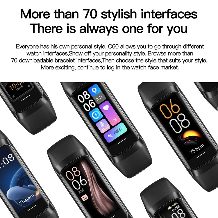 C60 IP67 Impermeabile Smart Fitness Band da 1,1 pollici
