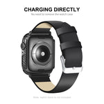 ENKAY Custodia per PC in fibra di carbonio + proteggi schermo in PET a copertura totale, For Apple Watch Series 9 / 8 / 7 41mm, For Apple Watch Series 9 / 8 / 7 45mm