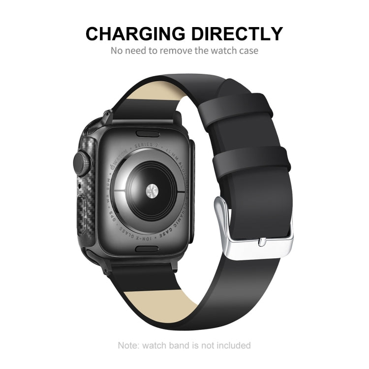 ENKAY Custodia per PC in fibra di carbonio + proteggi schermo in PET a copertura totale, For Apple Watch Series 9 / 8 / 7 41mm, For Apple Watch Series 9 / 8 / 7 45mm