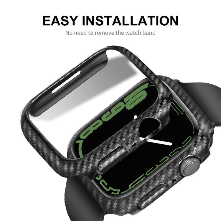 ENKAY Custodia per PC in fibra di carbonio + proteggi schermo in PET a copertura totale, For Apple Watch Series 9 / 8 / 7 41mm, For Apple Watch Series 9 / 8 / 7 45mm