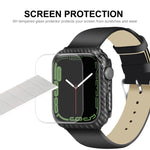 ENKAY Custodia per PC in fibra di carbonio + proteggi schermo in PET a copertura totale, For Apple Watch Series 9 / 8 / 7 41mm, For Apple Watch Series 9 / 8 / 7 45mm